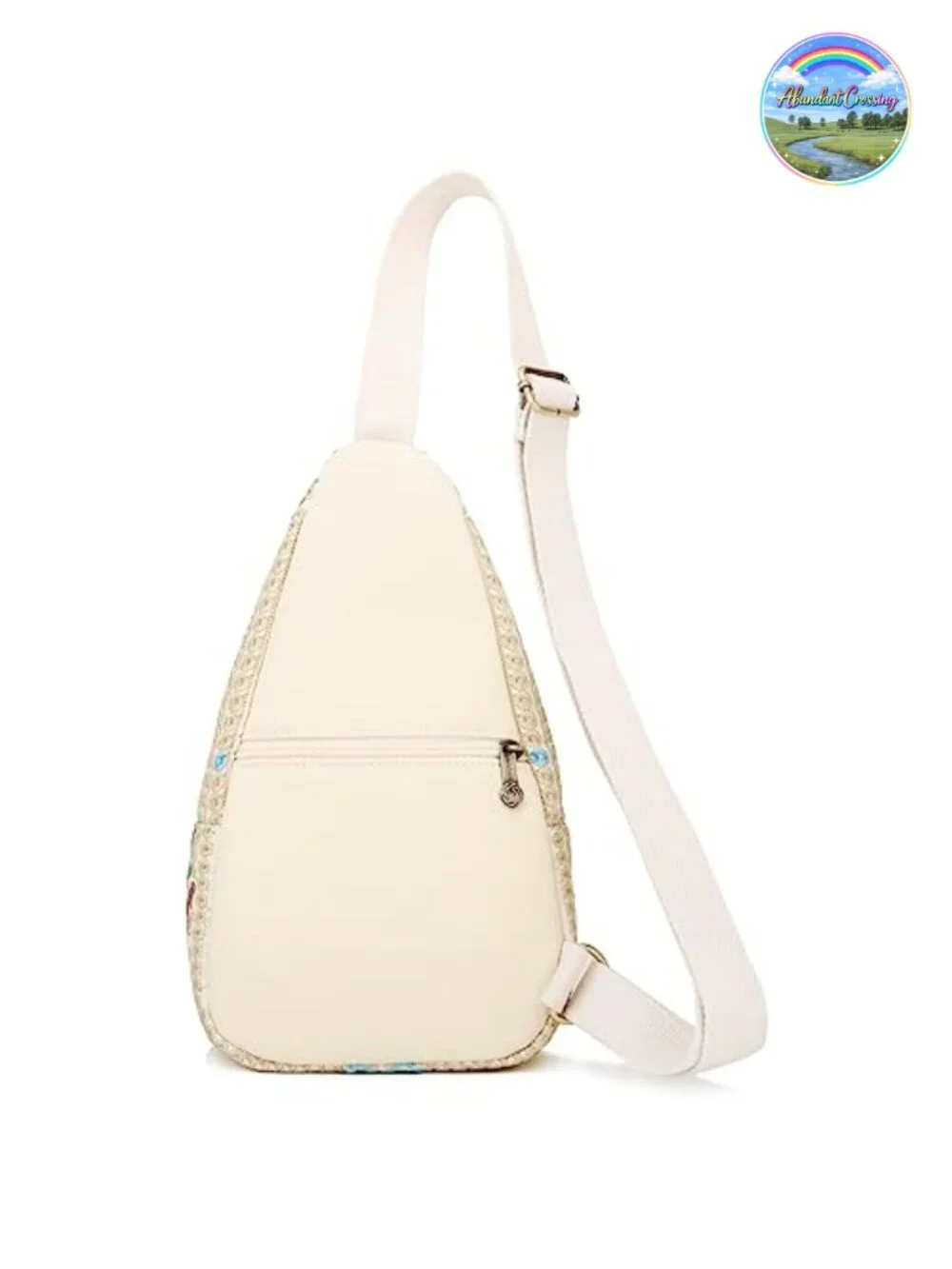 Vintage Floral Embroidered Canvas Sling Backpack Crossbody Purse